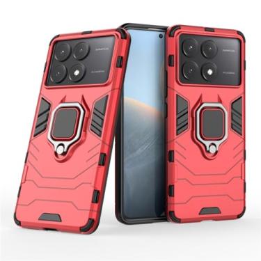 Imagem de Capa Protetora Magnética Anti-quedas para Xiaomi Mi Poco X6 Pro, Redmi K70E, Suporte Giratório + Proteção Militar (Vermelho)
