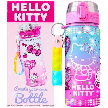 Imagem de Get Trend Kit Sanrio Hello Kitty Decore sua própria garrafa de água para meninas, adolescentes, 550 ml, adesivos Kawaii presentes para meninas (Multi Hello Kitty)