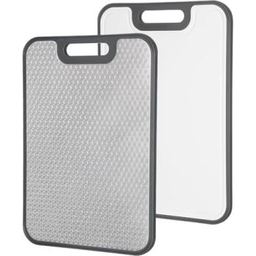 Imagem de Tábua de Corte Inox 304 Antibacteriana 40x27cm Resistente e Higiênica para Cozinha e Churrasco (Tábua de corte dupla face)