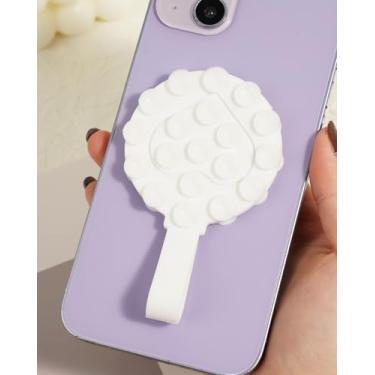 Imagem de Suporte de capa de telefone com sucção de silicone, adesivo removível e reutilizável, acessório para telefone iPhone e Android, suporte de telefone espelhado, vídeos, aderência adesiva (branco)