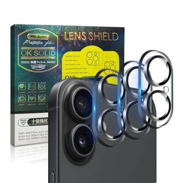 Imagem de Pacote com 1 protetor de lente de câmera para iPhone 16 Plus, impressão de tela de seda integrada 3D, vidro 9H, proteção inquebrável compatível com capa [modo de disparo noturno]