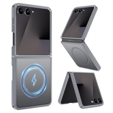 Imagem de Casewind Capa magnética para Samsung Galaxy Z Flip 7 compatível com MagSafe, [teste de queda de grau militar] à prova de choque rígido policarbonato translúcido fosco antiimpressão digital bumper de