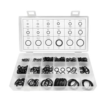 Imagem de MTRPS Kit sortido de anel de vedação de 225 peças, 18 tamanhos de juntas de vedação resistentes ao calor e óleo, conjunto de arruelas de borracha NBR Ferramenta de substituição para reparo de torneira
