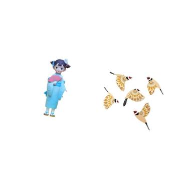 Imagem de Fenteer Estatueta de Boneca Gueixa Kabuki Asiática em Resina, Estilo Quimono Japonês, para Quarto, Casa de Campo, Colecionável, Arte de Parede em Madeira com