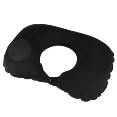 Imagem de Travesseiro De Viagem Avião Inflável Leve Portátil Pescoço Automática Inflável Cervical (PRETO)