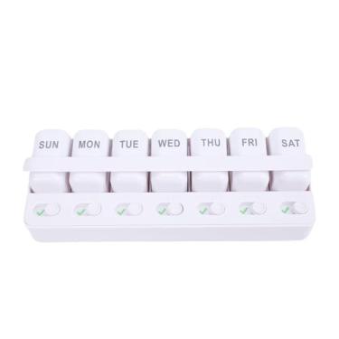 Imagem de Pssopp Organizador Semanal de Comprimidos, Caixa Removível Com Compartimentos Grandes para Casa e Viagem, Ideal para Medicamentos, Suplementos e Óleo de Peixe. (WHITE)