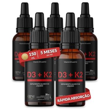 Imagem de Vitamina D3 K2 em Gotas Sublingual 150mL ELLYM NUTRITION 2000 UI D3 + 120 mcg K2 Mk7 Sabor Morango Fortaleciomento Ósseo e Muscular