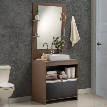 Imagem de Gabinete e Espelheira Plena Max 80 Cm Bronze/Preto