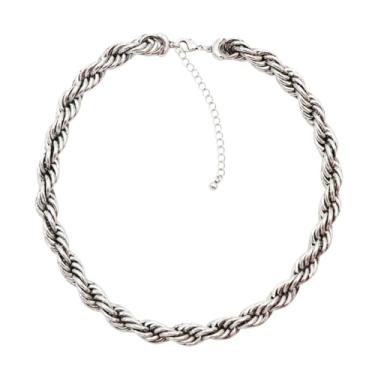 Imagem de Rosemarie & Jubalee Colar clássico de corrente de corda, tom prateado, 45,7 cm, design de elos torcidos