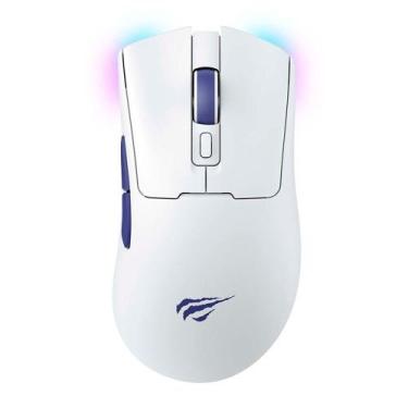 Imagem de Mouse Gamer Havit MS966SE, RGB, 10000PI, 7 Botões, Wireless, Branco