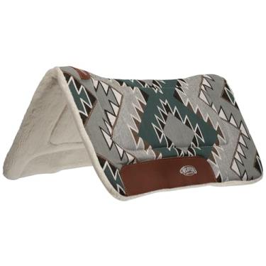 Imagem de Weaver Almofada de sela de cavalo contornada para todos os fins, almofada de sela ocidental protetora com absorção de choque, suprimentos para equinos duráveis, verde sudoeste-pato/cinza, 81 cm x 81