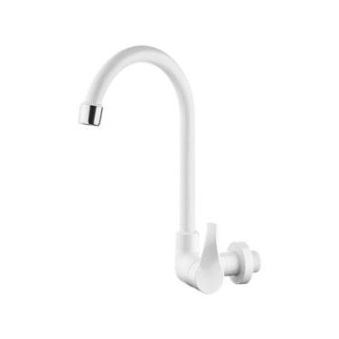 Imagem de Torneira Twist Parede Bica Móvel Branca Abs - Vedante Cerâmica - Cromado