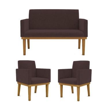 Imagem de Ki 02 Poltronas Com Base + Namoradeira Sala marrom