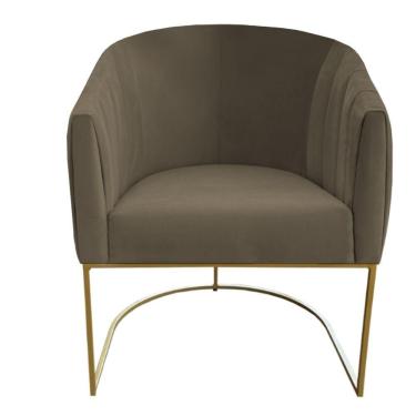 Imagem de Poltrona Julia Com Base De Ferro Sala De Estar Escritório Recepção Clinica Suede Marrom Rato D'classe Decor