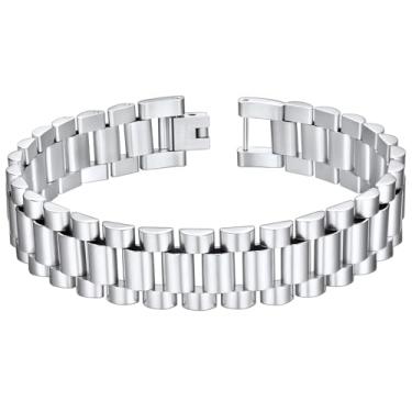Imagem de ChainsHouse Pulseira de identificação masculina, aço inoxidável/ouro 18 quilates, banhado a metal preto, pulseira grossa com gravação personalizada, com ferramenta de remoção, largura de 15 mm/15,5 mm