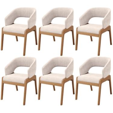 Imagem de Kit 06 Cadeiras De Jantar E Estar Living Estofada Lince L02 Suede Bege - Lyam Decor