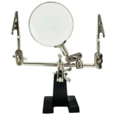Imagem de Lupa De Bancada Mesa Com Suporte Pinça Pra Ferro