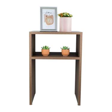 Imagem de Mesa De Cabeceira Pequena 35x50cm Nogal Quarto Sala Crater