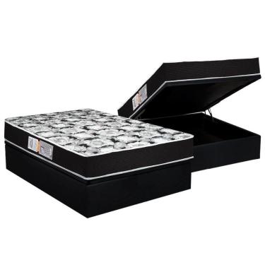 Imagem de Cama Box Baú Casal: Colchão Espuma D45 Luckspuma Gran Luck Pró Saúde Duplo + Base Black(138X188)