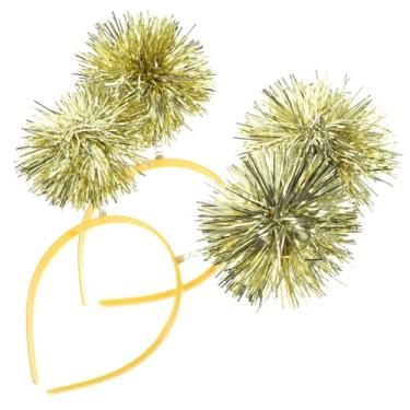 Imagem de VICASKY Pom Headband Yellow Hair Tinsel 2pcs 19cm Gold Head Boppers Foil Strips Party Headdress Kid Water Drop Plume Headbands Halloweencostume Glitter Rainbow Star Embroidered