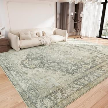 Imagem de Tapete de área grande lavável à máquina, fino e leve | Tapete dobrável de pelo baixo para sala de estar, áreas de alto tráfego | Seguro para madeira, antiderrapante, fácil de limpar