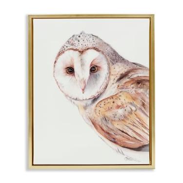 Imagem de Stupell Industries Arte de parede em tela flutuante com moldura preta com coruja espiando, design por Cady Driver, 78 x 63 cm