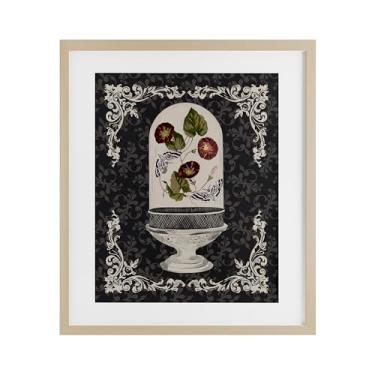 Imagem de Stupell Industries Impressão emoldurada cinza mariposas e papoulas em cúpula de vidro, design de Radhika Modi, 53 x 43 cm