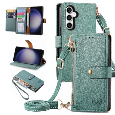 Imagem de Furiet Capa carteira para Samsung Galaxy A16 5G/4G Bolsa de bolso com zíper com alça de pulso, suporte de couro PU flip fólio porta-cartões acessórios capa de celular para A 16 16A SM-A166U feminino