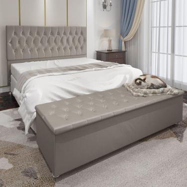 Imagem de Kit Cabeceira Casal E Recamier Baú 1,60M Bege