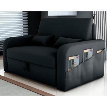 Imagem de Sofá Cama Com Baú Luka Veludo Inca Preto