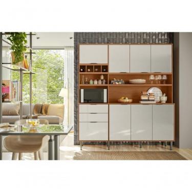 Imagem de Kit Cozinha Viena Com 7 Portas E 3 Gavetas Jequitiba-off White Lukaliam