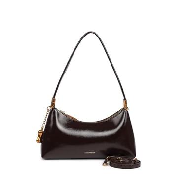 Imagem de Bolsa crescente de couro com cera de óleo avançada, bolsa feminina para axila, bolsa de ombro, bolsa transversal, bolsa de mão, carteira pequena, Marrom, Small, Bolsa quadrada pequena transversal