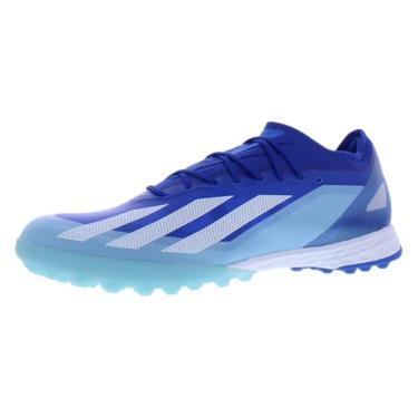 Imagem de Adidas Tênis unissex X Crazyfast 1 TF, Azul royal brilhante/branco nuvem/vermelho solar, 10.5 Women/9.5 Men