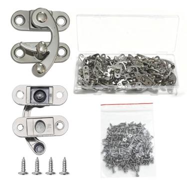 Imagem de 48 peças engrossadas sólidas ferrolhas fechaduras, travas antigas decorativas vintage com parafusos para porta de armário de madeira de caixa de joias, portão de porta de gato, liga de zinco (prata