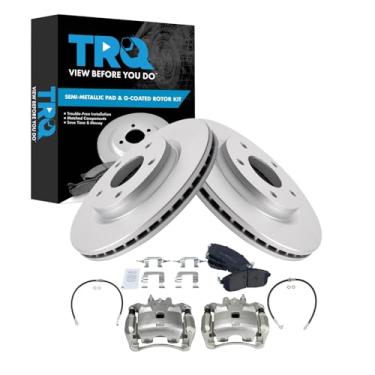 Imagem de TRQ Kit de pastilha de freio frontal e rotor premium G-Coated Semimetálico Compatível com Nissan Sentra 2013-2019
