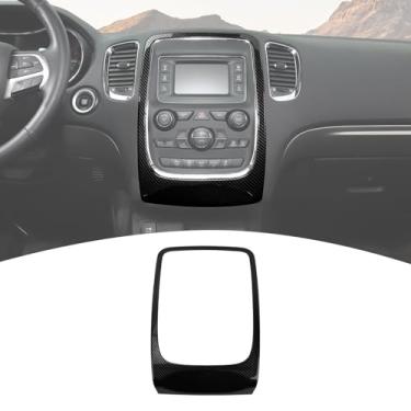 Imagem de PDKLIN Capa para painel de controle de rádio/AC para console central Durango 2014-2020 Acessórios interiores de fibra de carbono preta 1 peça