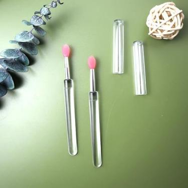 Imagem de 1 pincel labial transparente com tampa, sombra portátil, corretivo, ferramentas de pincel de maquiagem