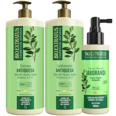 Imagem de kit 1 Shampoo 1 Condicionador 1 Litro 1 Tonico 100ml Jaborandi Bio Ext