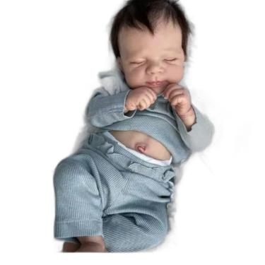 Imagem de Bebê Reborn Menina, Dormindo, Recém Nascido, Cabelo Fio A Fio Implantado