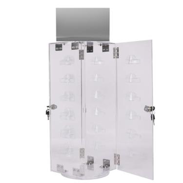 Imagem de Organizador de óculos de sol bloqueável, estojo giratório para exibição de óculos de sol, suporte para óculos de esqui, caixa com espelho, 24 armações