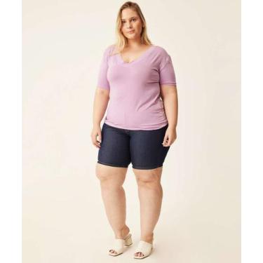 Imagem de Bermuda Plus Size Feminina Jeans Ciclista Marisa-10034, 46, Jeans azul