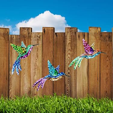 Imagem de TOPINCN Arte de Parede de Beija-flor, Escultura Decorativa de Pássaros Em Ferro, Decoração de Metal Colorida para Casa, Jardim, Uso Interno e Externo (Cor da foto)