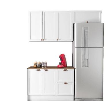 Imagem de Cozinha Modulada Unna 3 Peças Balcão 120cm Branco Com Tampo Mdp - Poliman Móveis Branco