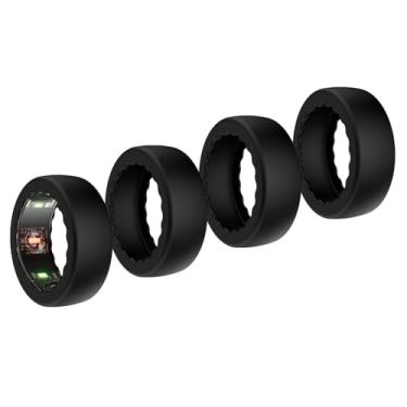 Imagem de BO&DQQ Pacote com 4 capas de anel compatíveis com Oura Ring Gen 4/4 Ceramic, Gen 3 Horizon/Heritage, capa protetora de silicone elástico antiarranhões para homens e mulheres malhando na academia