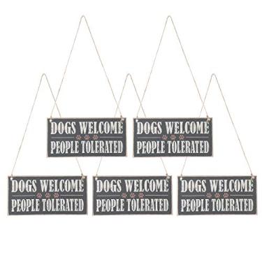 Imagem de Carta de madeira pingente placa suspensa placas placa 5 conjunto decoração de parede de loja festiva design de corda móvel fácil de pendurar estilo retro decoração de café de