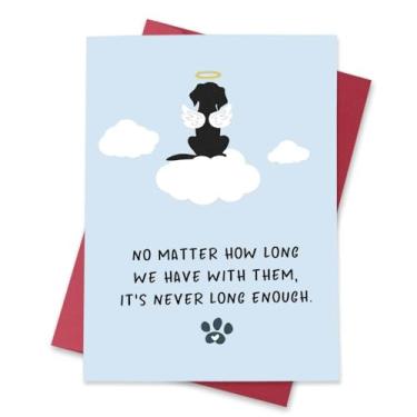 Imagem de Ancnoz Cartão de simpatia da perda de animais de estimação para donos de animais de estimação, cartão de condolências reconfortante com estampa de pata de gato e cachorro, cartões de luto para donos