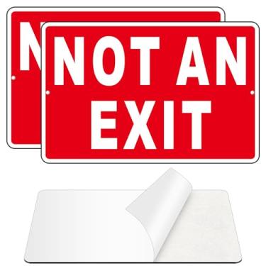 Imagem de Não é um sinal de saída, (2 unidades) Placa autoadesiva sem saída para porta, livre de ferrugem e placas de metal de alumínio refletivas para parede (23 x 15 cm, vermelho/branco)