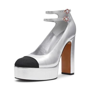 Imagem de Steve Madden Sapato feminino Peyton, Couro prateado, 40