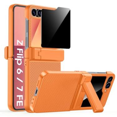 Imagem de Spugan Capa para Galaxy Z Flip 6, suporte oculto e protetor de tela de privacidade integrado e proteção de dobradiça aprimorada, capa protetora fina à prova de choque para celular para Samsung Z Flip