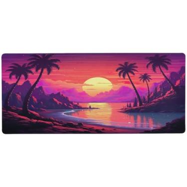 Imagem de Wassud Pôr do sol na praia (2) mouse pad organizador de mesa grande teclado de computador tapete de mouse pad material de escritório 89,9 cm x 39,9 cm